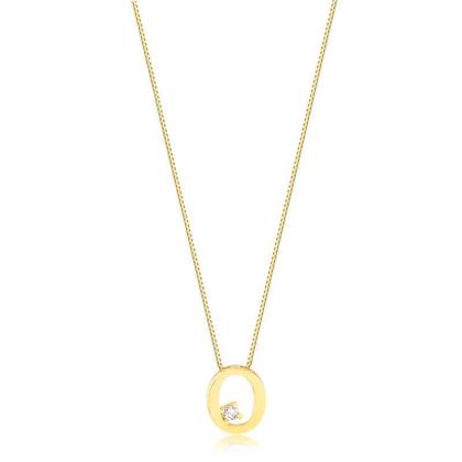 Imagem de Gargantilha Letra O Com Ponto De Luz Folheado A Ouro