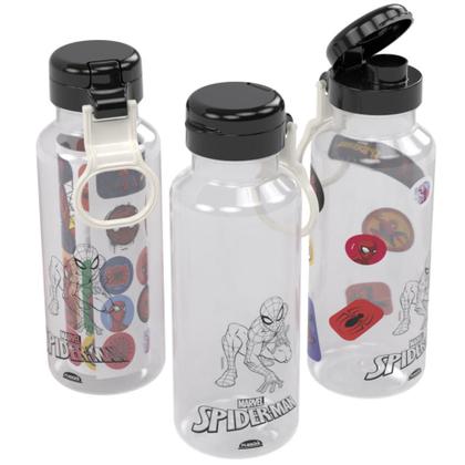 Imagem de Garrafa infantil Fun Homem Aranha com adesivos 600ml Plasutil ref. 16691