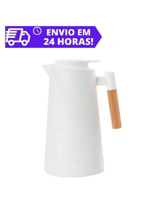 Imagem de Garrafa Térmica 1 Litro Com Cabo de Madeira Café Água Quente Gelada