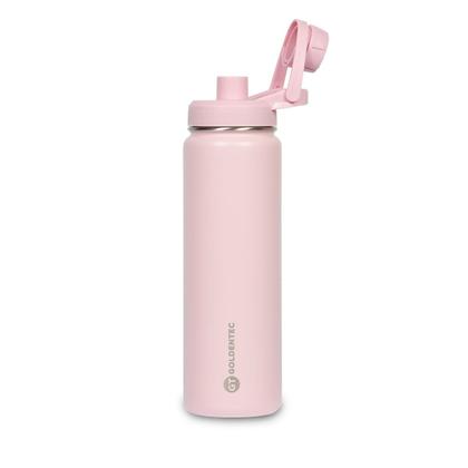 Imagem de Garrafa Térmica Inox Goldentec 750 ml para bebidas quentes ou frias com tampa com bico e base emborrachada - Rosa Claro