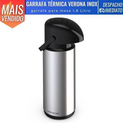 Imagem de Garrafa Térmica Mesa Verona Inox Pressão 1,8L p/ Café Chá Suco