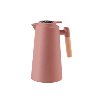 Imagem de Garrafa Térmica Termometro Digital 1L Café Chá com Cabo de Madeira