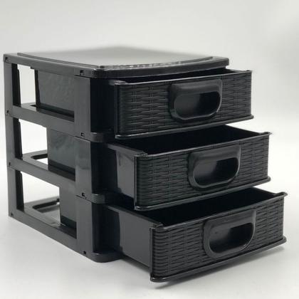 Imagem de Gaveteiro Compacto 15x13x14cm P/ Casa Mini Porta Tudo 3 Gaveta Organizador para Escritório ou Material de Costura