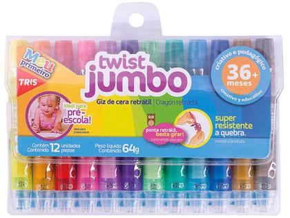 Imagem de Giz de Cera 12 Cores Jumbo Retrátil - Tris Meu Primeiro Twist