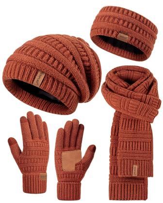 Imagem de Gorro de inverno, chapéu, cachecol, luvas, conjunto de bandanas SENPUKI para mulheres