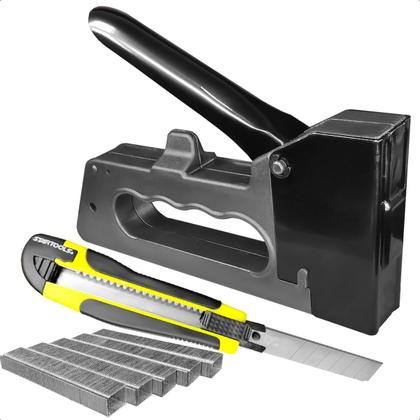 Imagem de Grampeador de Tapeceiro Vai Com Grampo 8mm e Estilete Largo 18mm