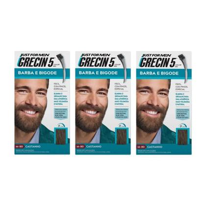 Imagem de Grecin 5 Barba E Bigode 28G M-90 Castanho - Kit Com 3Un