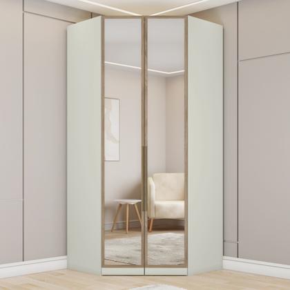 Imagem de Guarda Roupa Canto Closet Modulado 2 Portas e 3 Gavetas com Espelho e Led
