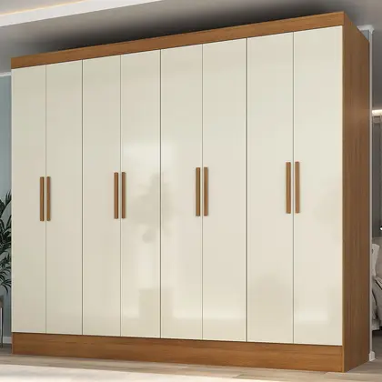 Imagem de Guarda Roupa Casal 100% MDF 8 Portas 4 Gavetas Jatobá Yescasa