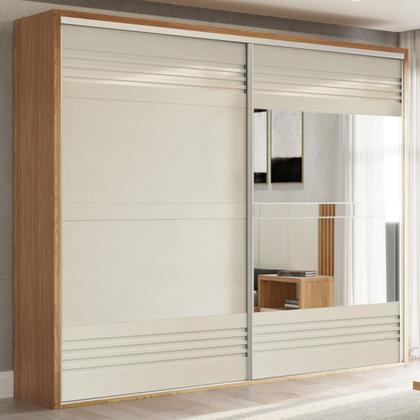Imagem de Guarda-Roupa Casal 2 Portas 4 Gavetas com Espelho 100% Mdf Freijo/Off White Tw603e  Dalla Costa