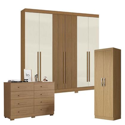 Imagem de Guarda Roupa Casal 2030230 Atacama Areia com Multiuso New 2000192 e Cômoda 2014148 Atacama - Aramóveis