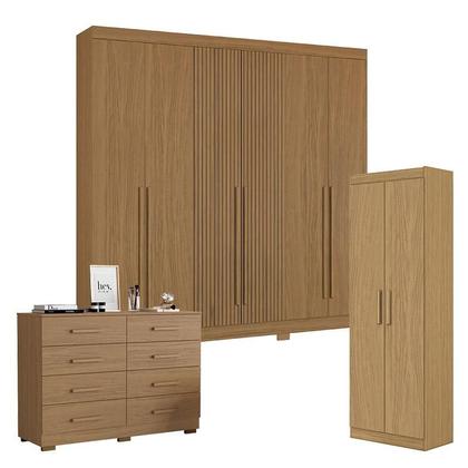 Imagem de Guarda Roupa Casal 2030230 com Multiuso 2000191 e Cômoda 2014148 Atacama - Aramóveis