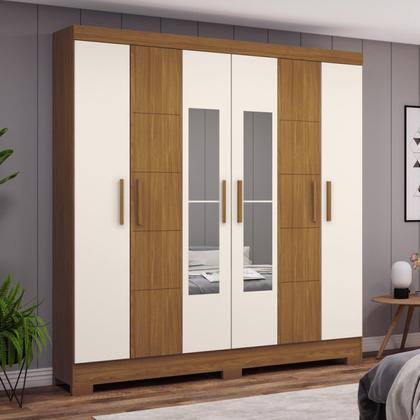 R7170Di2セット Guarda-roupa Casal 6 Portas 2 Gavetas com Espelho B73 - Briz