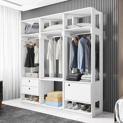 Imagem de Guarda Roupa Casal Closet Modulado com 3 Cabideiros 1 Porta 2 Gavetas Titan