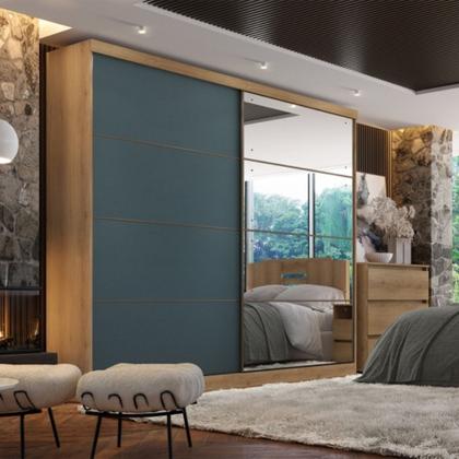 Imagem de Guarda Roupa Casal com Espelho 2 Portas de Correr em MDF Málaga GlassTHB