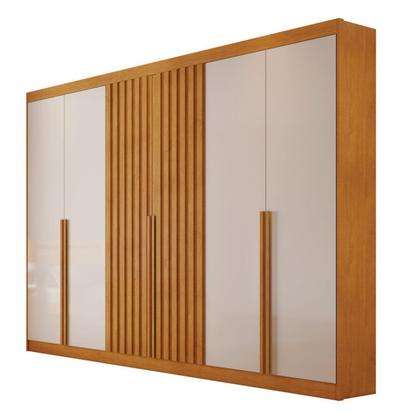 Imagem de Guarda Roupa Casal Siena 6 Portas 100% MDF 15mm 6 Gavetas 2,70m Detalhe Ripado - Bianchi Móveis