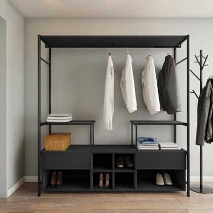 Imagem de Guarda-Roupa Closet Modulado Léria Casal 2 GV Preto