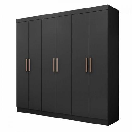 Imagem de Guarda Roupa De Casal Paris 6 Portas Mdp Preto Fosco Maxel Preto Fosco
