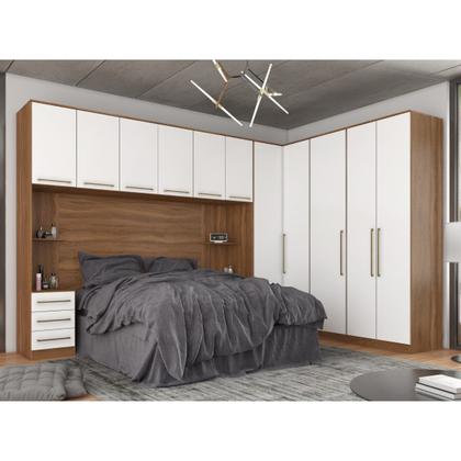 Imagem de Guarda Roupa Dormitório Modulado Irlanda Casal/Queen Canto - Amêndola Touch e Branco - Roupeiro Demobile C2