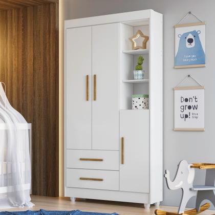 Imagem de Guarda Roupa Infantil 100% MDF Flocos 3 Portas 2 Gavetas