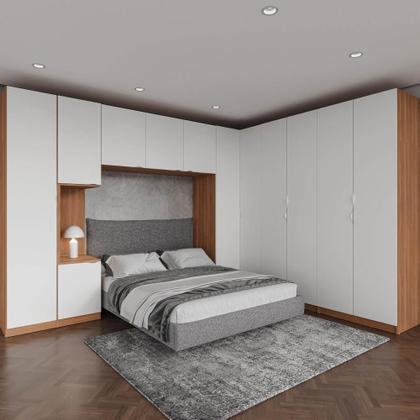 Imagem de Guarda Roupa Modulado Canto 12 Portas 6 Peças Hera CabeCasa MadeiraMadeira Louro/Branco Geada