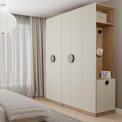 Imagem de Guarda-Roupa Modulado Joy 3 Peças Cabideiros, Nicho com 2 Gavetas e Sapateira Cabecasa Madeiramadeira