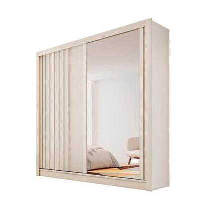 Imagem de Guarda Roupa Ripado com Espelho 2 Portas - Verona-Off White - Made Marcs