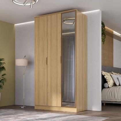 Imagem de Guarda Roupa Solteiro 1,20m 3 Portas c/ Reflecta e LED