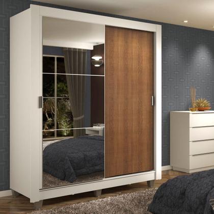 Imagem de Guarda-Roupa Solteiro Madesa Dallas 2 Portas de Correr com Espelho 2 Gavetas com Pés