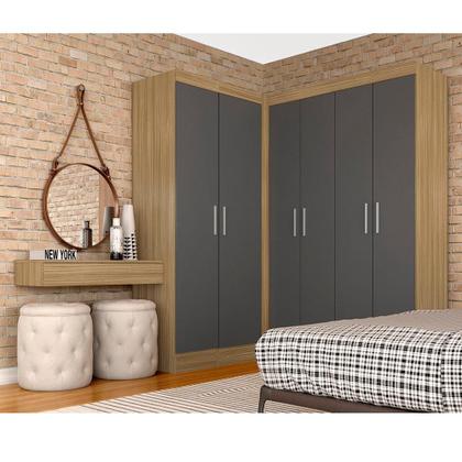 Imagem de Guarda Roupa Solteiro Modulado Itala Boreal/grafite - Móveis Arapongas