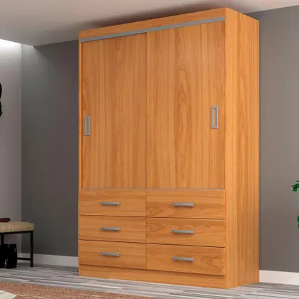 Guarda-Roupa Solteiro Veneza 2 PT 6 GV Cinamomo - Modern - Guarda