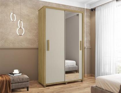 Imagem de Guarda Roupa Suécia Com Espelho Cinamomo/Off White - RV Móveis