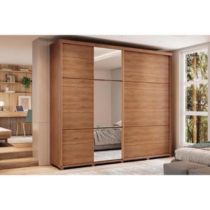 Imagem de Guarda Roupas 2 Portas de Correr e 6 Gavetas c/ Espelho Titan 1173 c/ Pés Freijo - Carraro