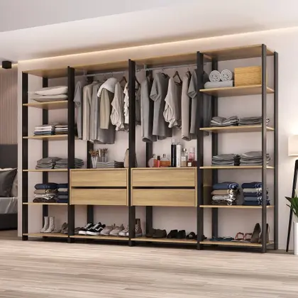 Imagem de Guarda-Roupas Closet Modulado 270cm 4 Peças com 4 Gavetas e Cabideiros Multimóveis MP4321