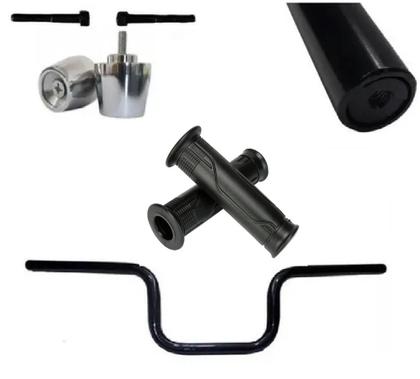 Imagem de Guidão Mais Pezinho Com Manopla Factor 125 Fazer 150 Yamaha Preto Fosco