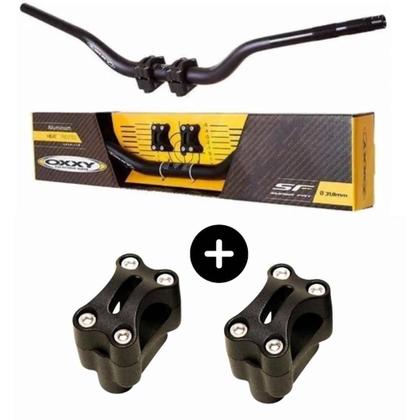 Imagem de Guidão Oxxy Alto Preto  Adaptador XRE 300 Lander Tenere 250 Bros CRF 230 250 