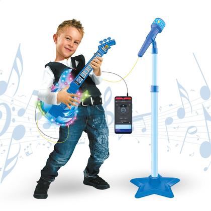 Imagem de Guitarra Infantil com Microfone Brinquedo Musical Instrumento com Som e Luz