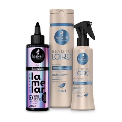 Imagem de Haskell - Kit Bendito Loiro Shampoo + Fluído + Máscara Líquida Lamelar