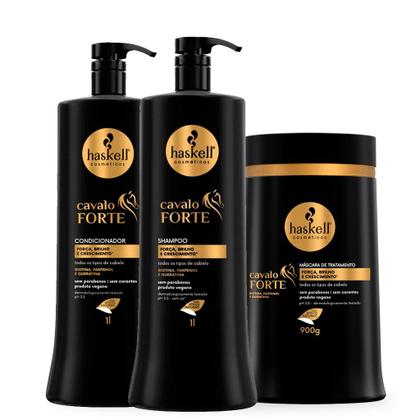 Imagem de Haskell Kit Cavalo Forte Shampoo Condicionador 1 Litro Máscara 900g Haskell Cosméticos