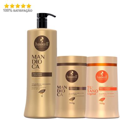 Imagem de Haskell Mandioca Shampoo E Máscara 900g + Másc Tutano 900g