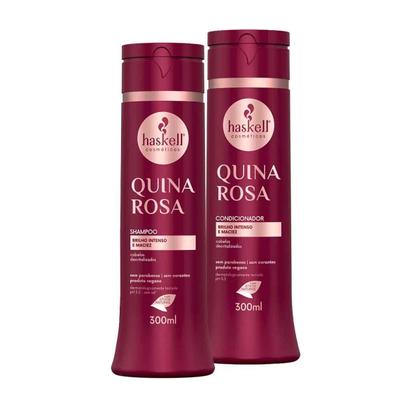 Imagem de Haskell Quina Rosa Shampoo + Condicionador 300ml Brilho, Maciez e Ação Antifrizz