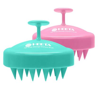 Imagem de Heeta Hair Scalp Massager Shampoo Brush, com Silicone Macio, Detangler de cabelo molhado e seco (2 Pack, Green & Rose Pink)