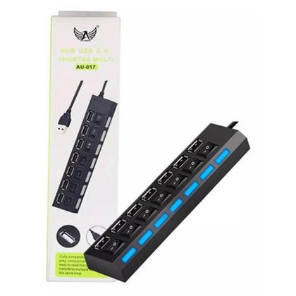 Imagem de Hub 7 Portas Usb 2.0 Preto Com Chave Seletora Au-017 Altomex