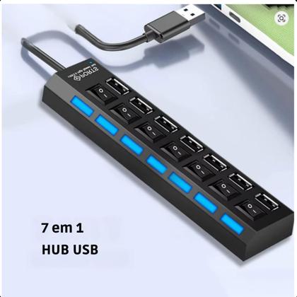 Imagem de Hub USB 2.0 7 Portas  Para Expandir suas Conexões USB de Forma Eficiente