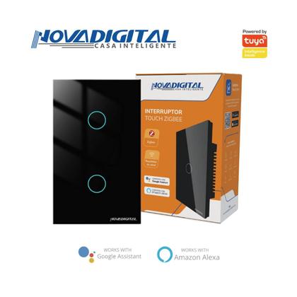 Imagem de Interruptor 2 Botões Preto Touch Zigbee Novadigital Tuya