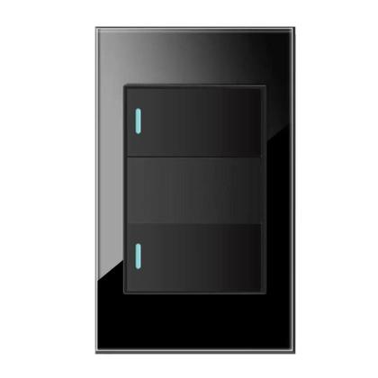 Imagem de Interruptor 2 Teclas Vidro Temperado Preto