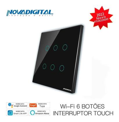 Imagem de Interruptor 6 Teclas Preto Touch Wi-fi Novadigital Tuya