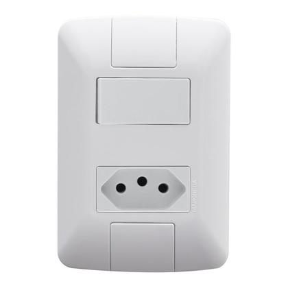 Imagem de Interruptor Aria 1 Tecla Simples e Tomada 20A 4x2 com Placa Branco Tramontina