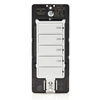 Imagem de Interruptor de contagem regressiva Leviton DT260-1LW para luzes de banheiro