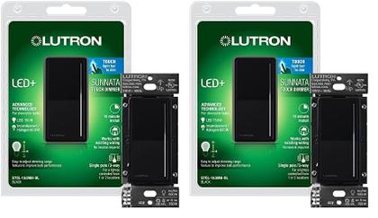 Imagem de Interruptor de intensidade Lutron Sunnata Touch LED+ 150 W/600 W preto, pacote com 2 unidades